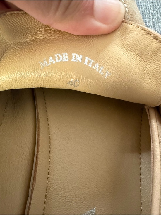 Prada Ecru Suede Loafers Metal Logo $1100 main image 5